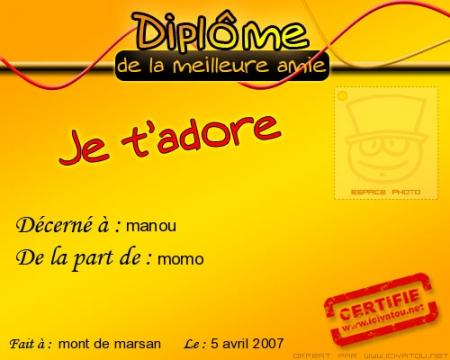 diplome de la meilleure amie